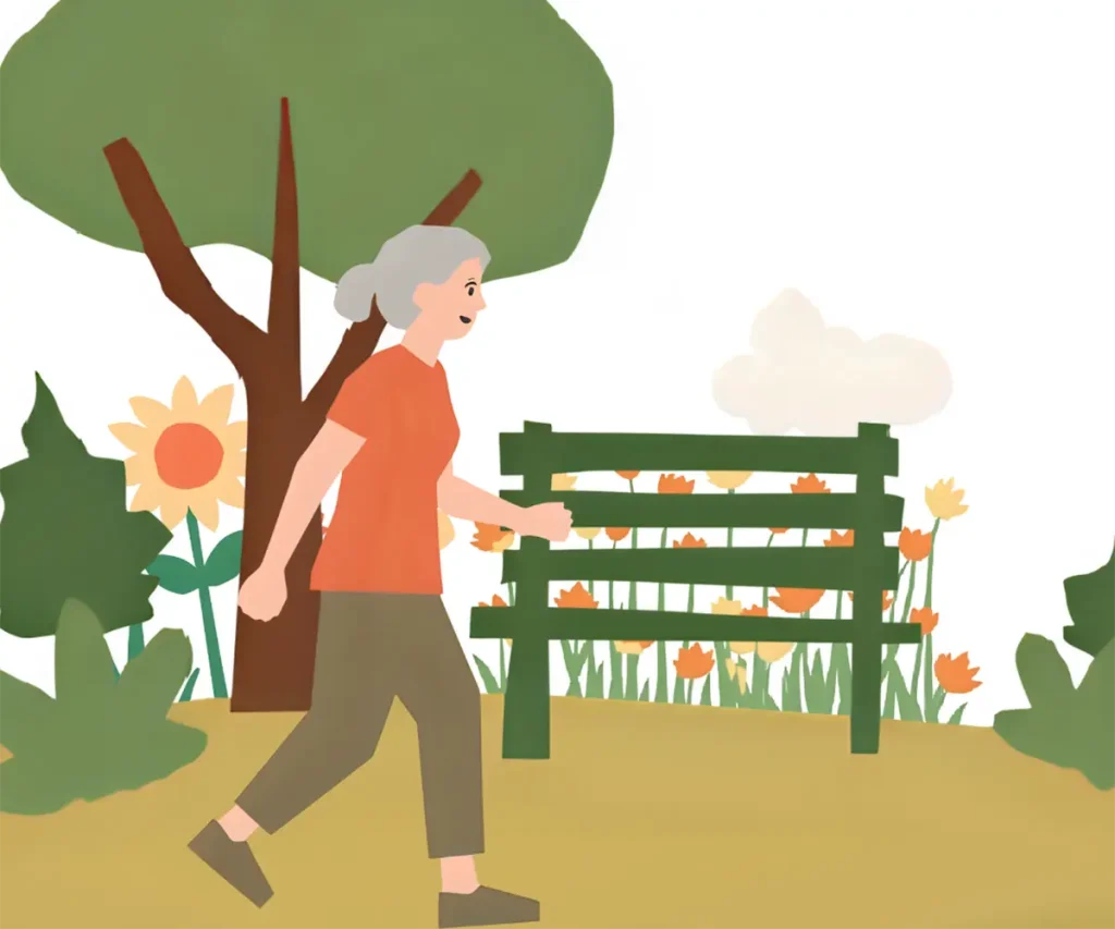 毎日ウォーキングをして骨粗鬆症を予防している60代女性