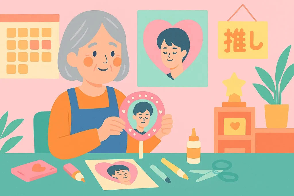 押し活にドはまりして、押し活グッズを作っているいる60代女性