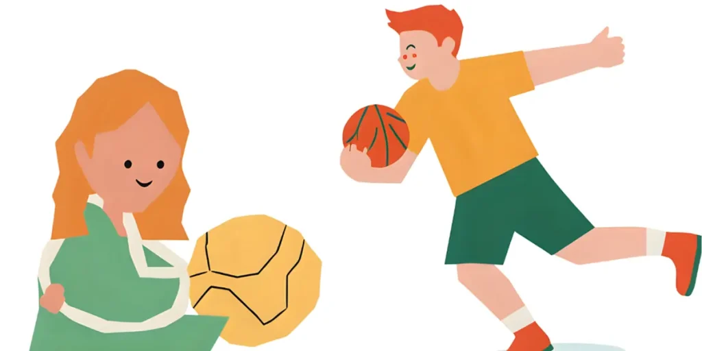 介護予防のために孫と一緒にスポーツを試みている60代
