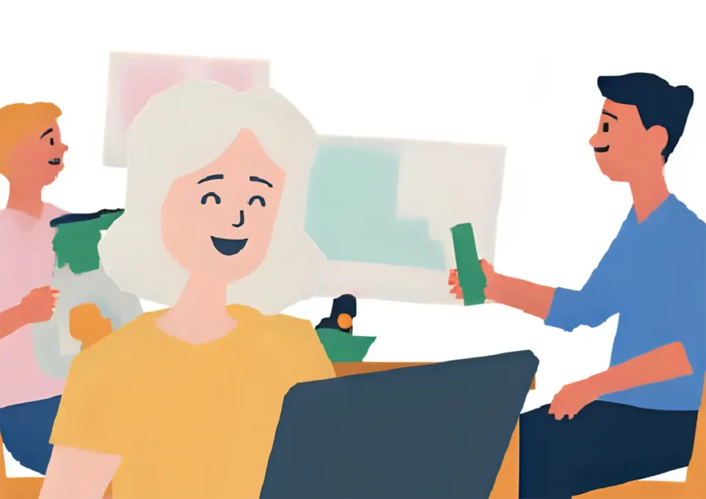 ボランティアでイベントの手伝いをしている60代女性