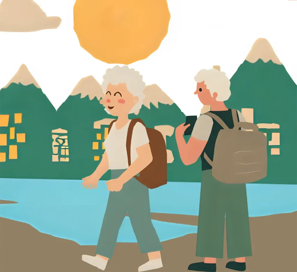 小旅行に来ている60代の友人