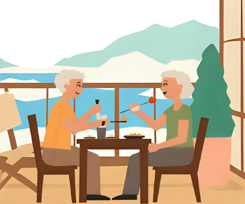 友達同士で気兼ねなく小旅行を楽しんでいる60代女性たち