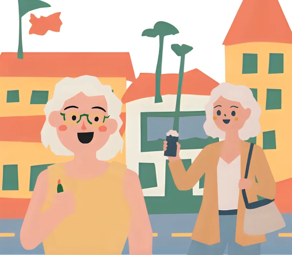 平日の小旅行で、快適な旅を実現している60代女性たち