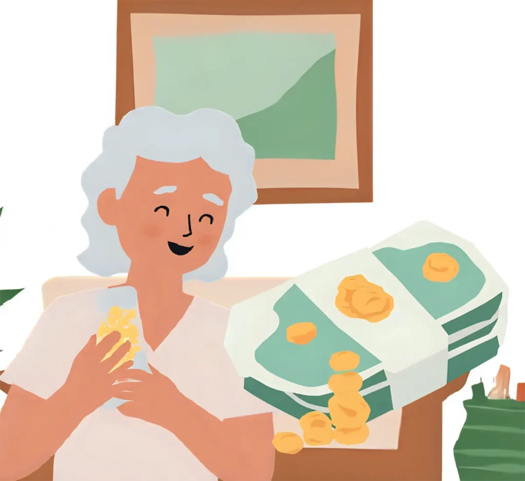 繰り下げ受給をして、年金が大幅に増えて喜んでいるシニア女性