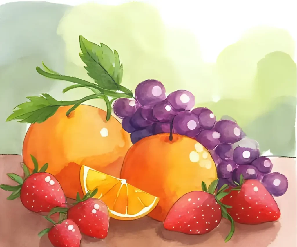 デジタルを活用して描いたフルーツの水彩画