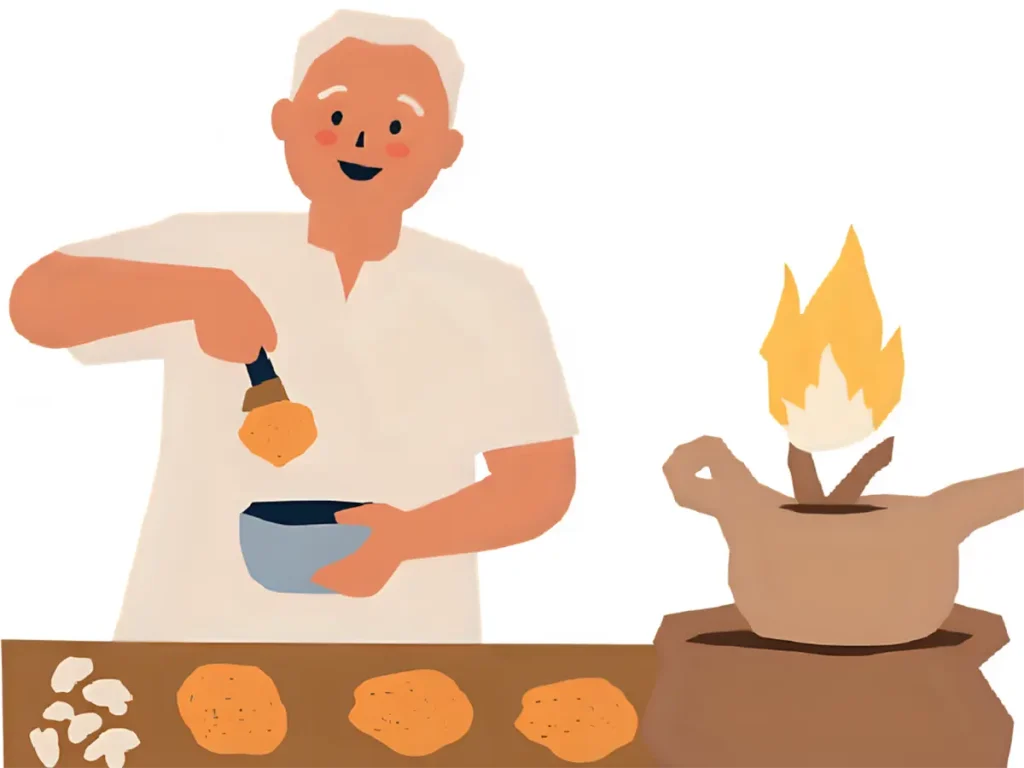 慣れていないのに、天ぷらをやって油が火災になりそうになっている60代男性