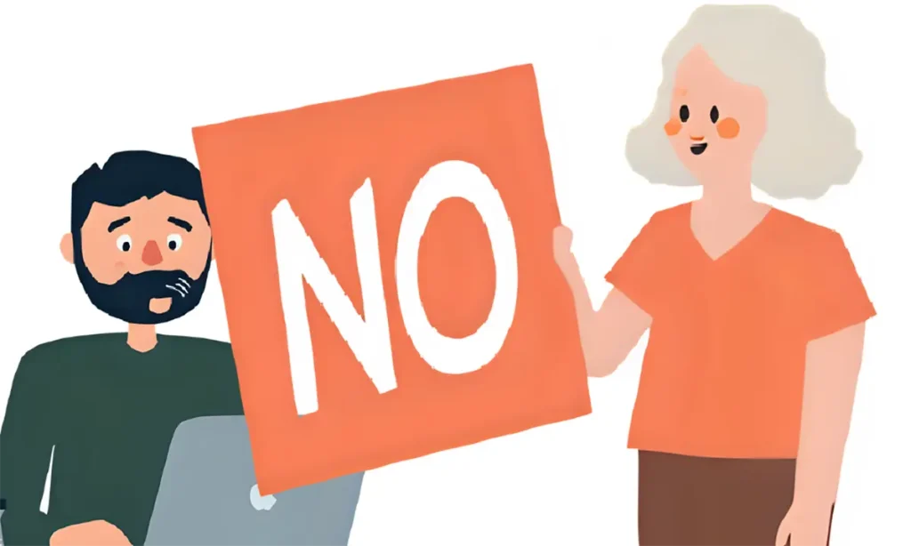 詐欺師人、「NO」を突きつけて、毅然と対応している60代女性。
