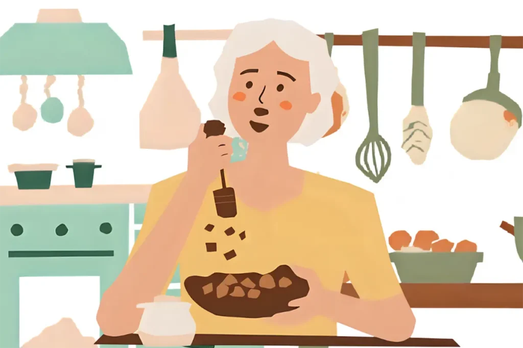 チョコレートを食べ過ぎないように1日25gから始める健康チョコ習慣している60代女性