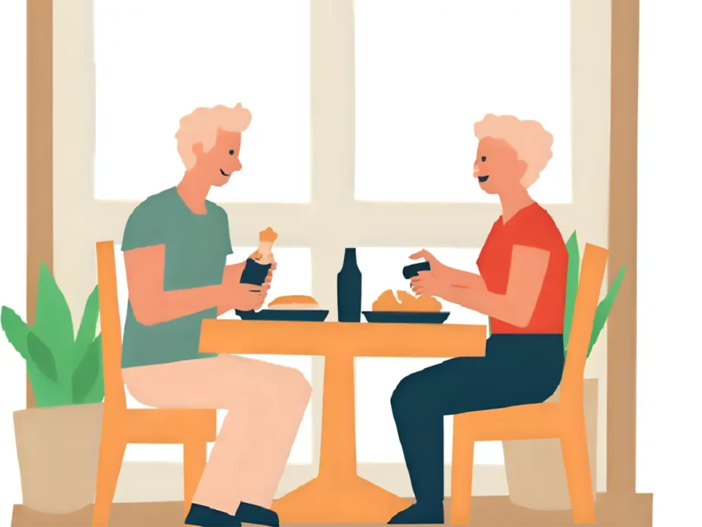 定期的に夫婦で外食をして、お互いのストレスを取り除いている60代夫婦