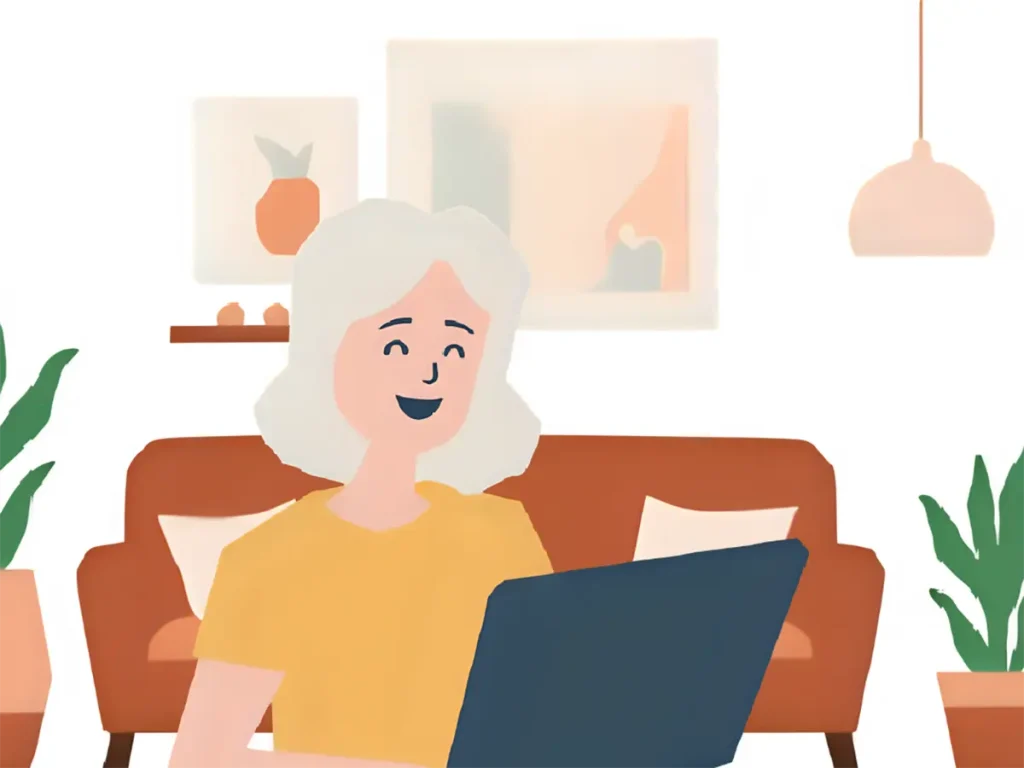 オンライン講座で学び直しをしている60代女性
