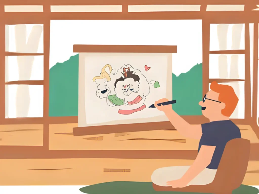 定年してから絵を描きはじめた男性
