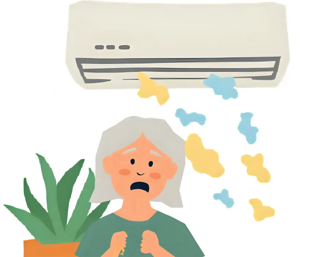古いエアコンを使っていたら、最近電気代がすごく高くなっていることに気がついたシニア女性