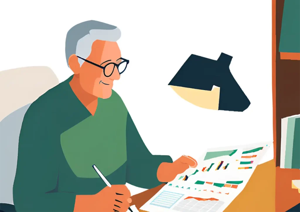 現金だけでなくいろいろ資産を分散している60代男性