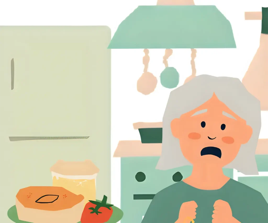 ご飯が作りたくなくて、冷凍食品で済まそうとしている60代女性