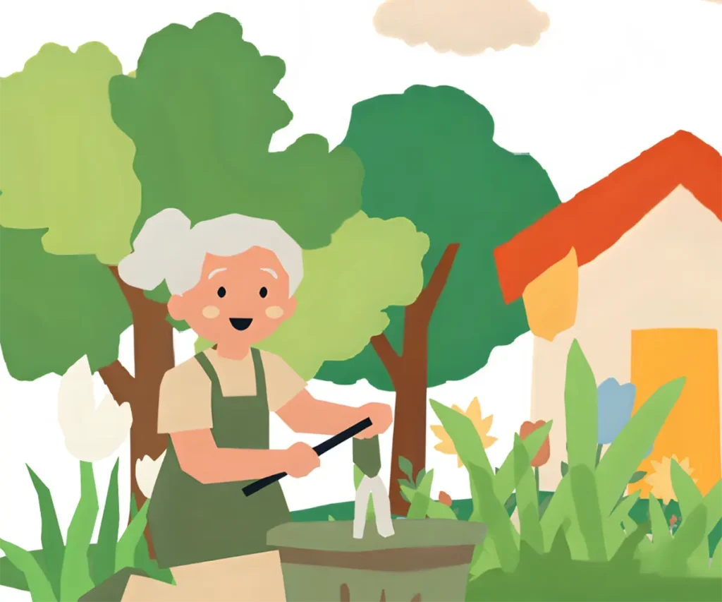 マダニのことをよく知らずに、草むらで作業している60代女性