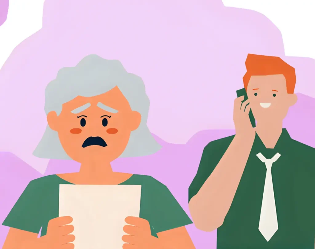 「すぐに工事しないと危険です」と言われて気が動転している60代女性