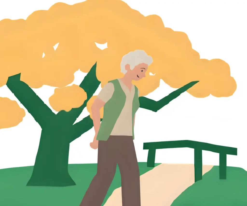 姿勢が悪く老け顔に見られがちな60代女性が悩んでいるところ