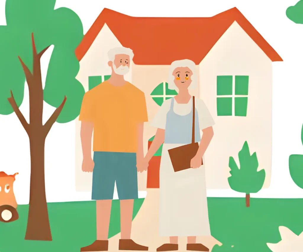 近所をよく散歩しながら手を繋いでスキンシップをはかっているシニア夫婦