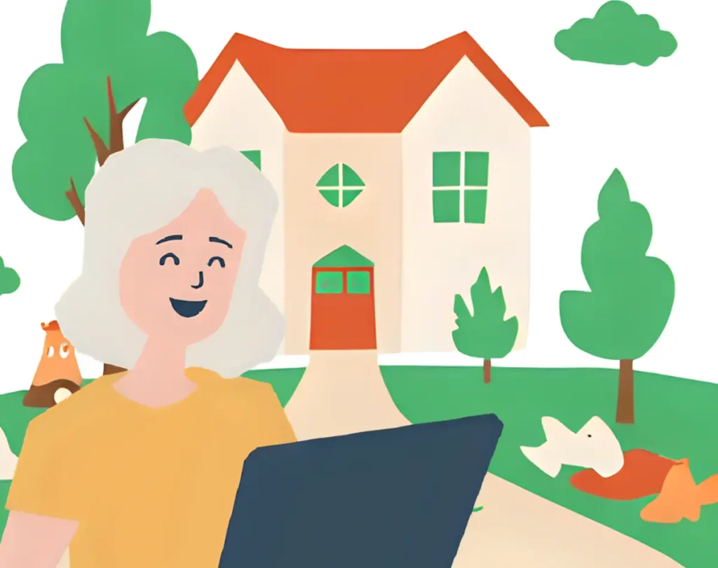 自分の家を建てるようにWordPressを構築しているシニア女性