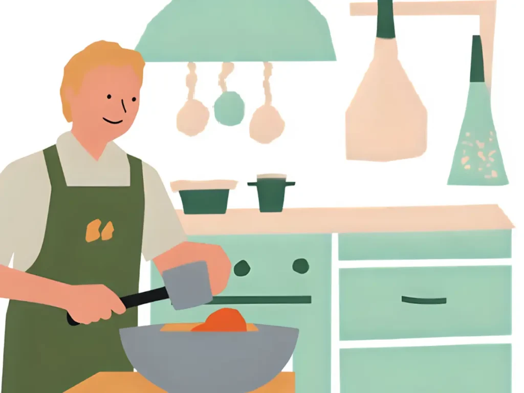 初心者だけど、ヘルシーな男の料理に挑戦している60代シニア男性