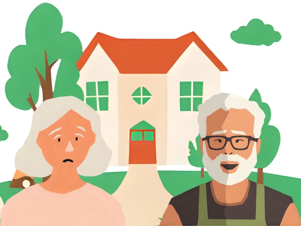 話が通じない人と会話して疲れきっている60代女性