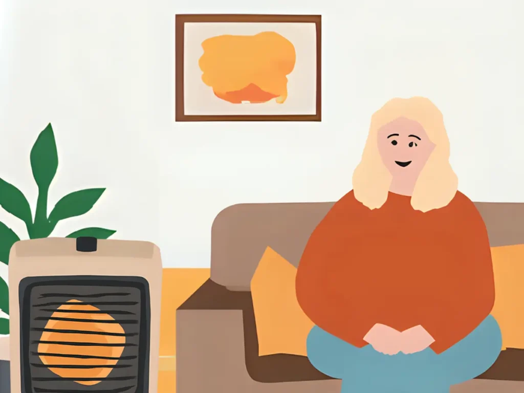 寒い冬の日はガンガンストーブを焚いている60代女性