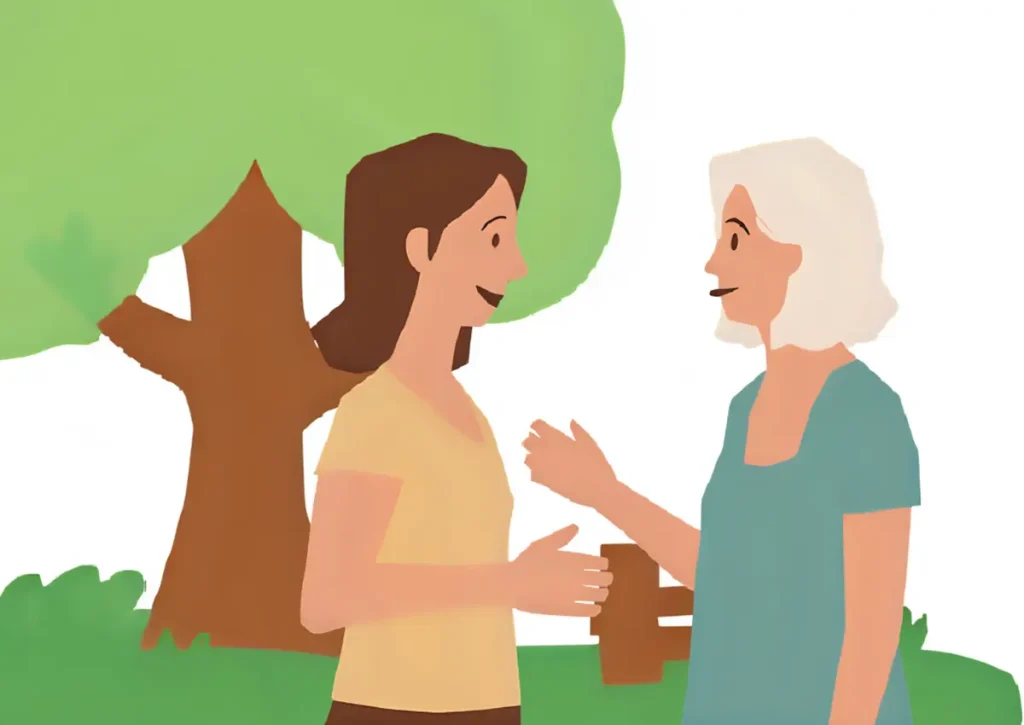 母親の圧迫骨折を気づかっている娘