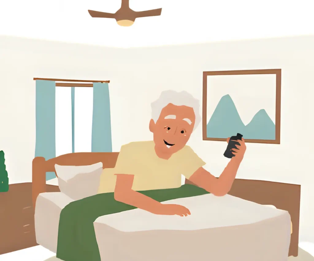 夜目がさめてしまって、不安に陥っているシニア男性