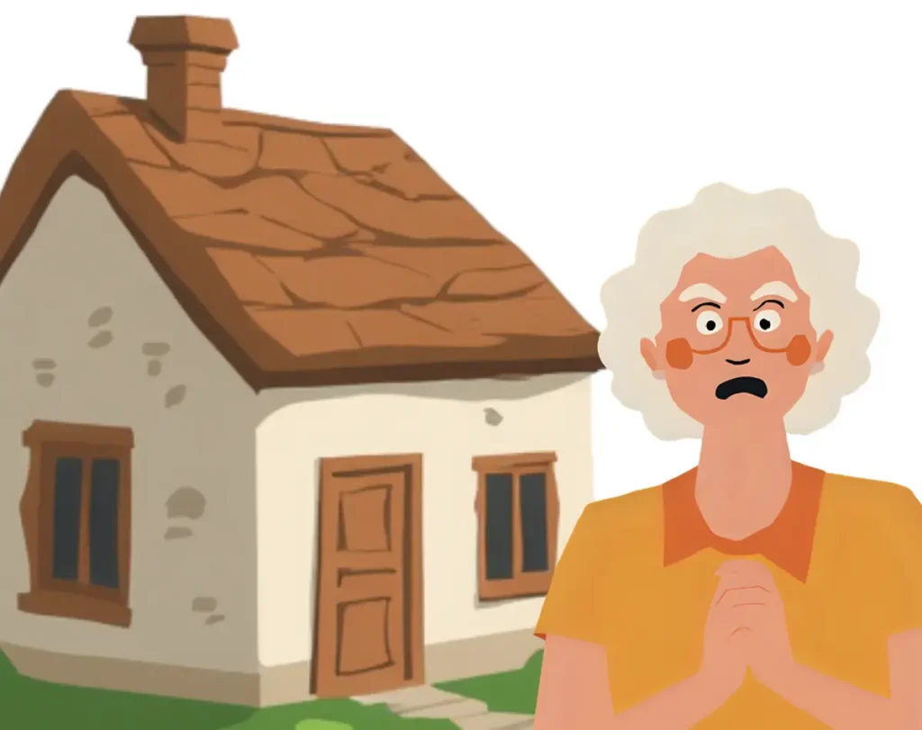 管理していない空き家になってる家を見て、ちょっと怒っている近所の人